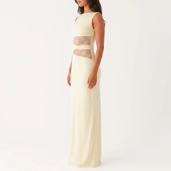 Women's Floral Lace Cut-Out Maxi Dress
