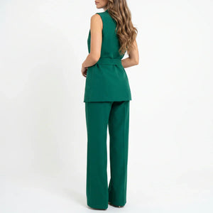 Women's Tailored Two-Piece Suit Set with Belt