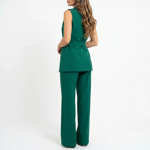 Women's Tailored Two-Piece Suit Set with Belt