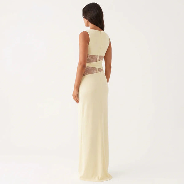 Women's Floral Lace Cut-Out Maxi Dress
