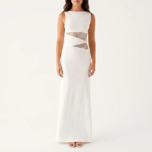 Women's Floral Lace Cut-Out Maxi Dress