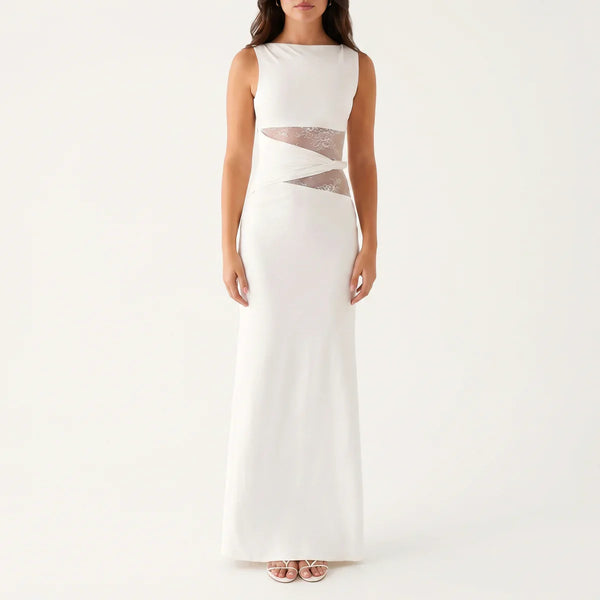 Women's Floral Lace Cut-Out Maxi Dress