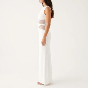 Women's Floral Lace Cut-Out Maxi Dress