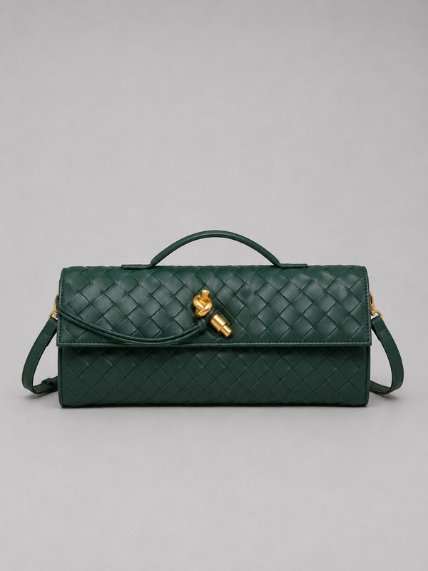 Women’s Woven Leather Look Clutch Bag – Timeless Elegant Design