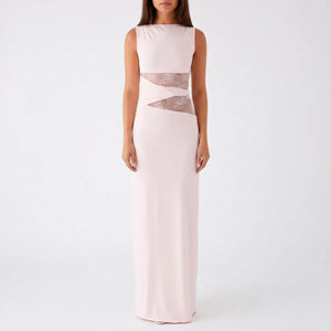 Women's Floral Lace Cut-Out Maxi Dress