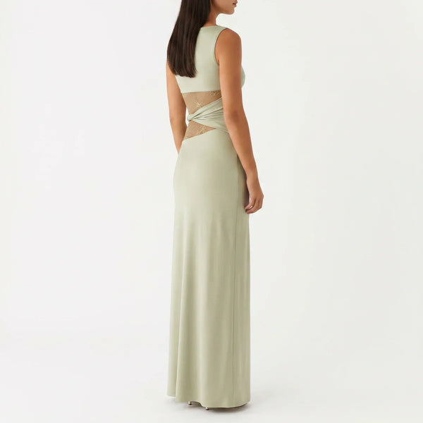 Women's Floral Lace Cut-Out Maxi Dress