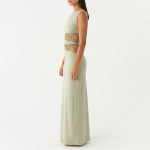 Women's Floral Lace Cut-Out Maxi Dress