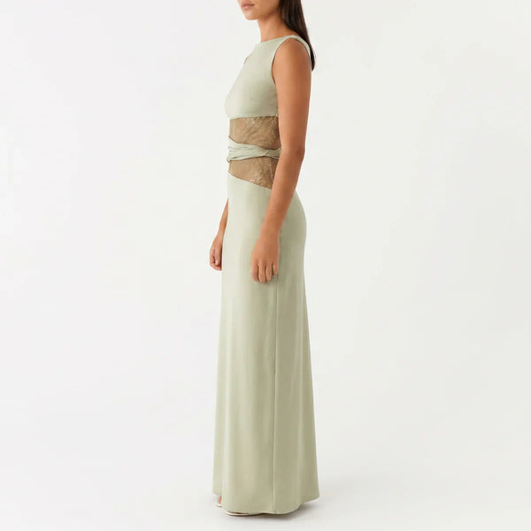 Women's Floral Lace Cut-Out Maxi Dress