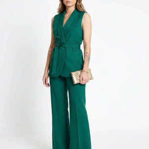 Women's Tailored Two-Piece Suit Set with Belt