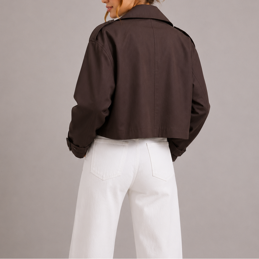 Women's Cropped Trench Coat Jacket