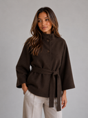 Women's Belted Cape Jacket – Stand Collar Wrap Coat