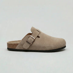 Unisex Suede Clogs – Adjustable Buckle Comfort Slip-On