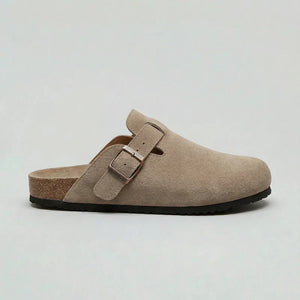 Unisex Suede Clogs – Adjustable Buckle Comfort Slip-On