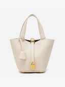 Women’s Leather Bucket Bag – Gold Details Classic Style