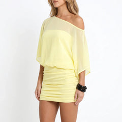 Women's Off-Shoulder Ruched Mini Dress