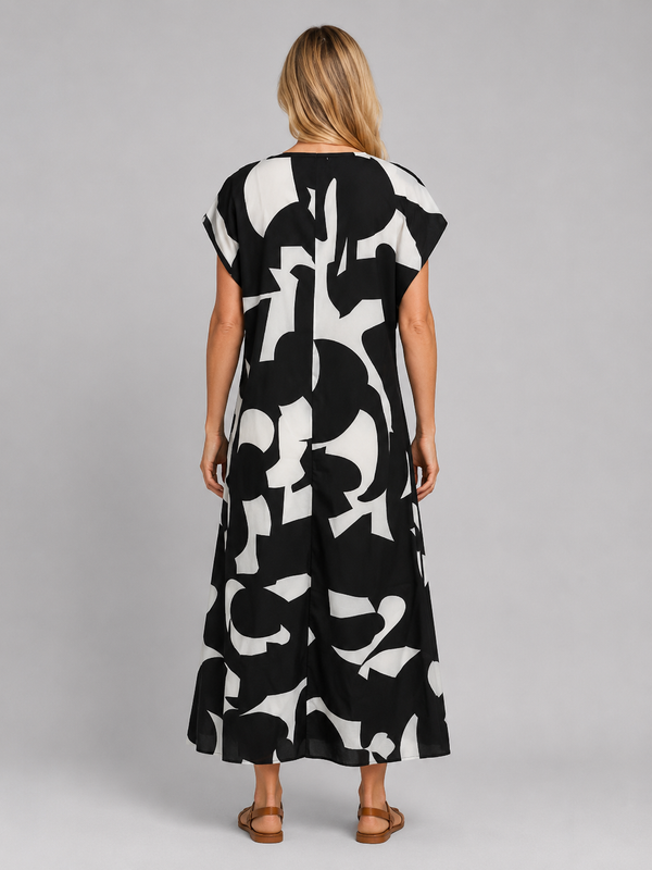 Women's Abstract Print Maxi Dress – Flattering Summer Style