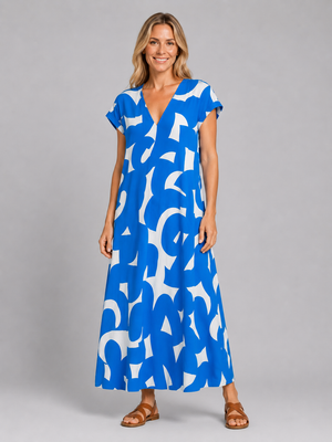 Women's Abstract Print Maxi Dress – Flattering Summer Style