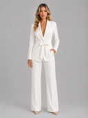 Women's Belted Blazer & Wide Leg Trouser Co-Ord Set – Tailored Two-Piece Suit