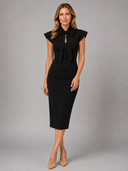 Women's Bow Tie Neck Midi Dress – Formal Occasion Wear
