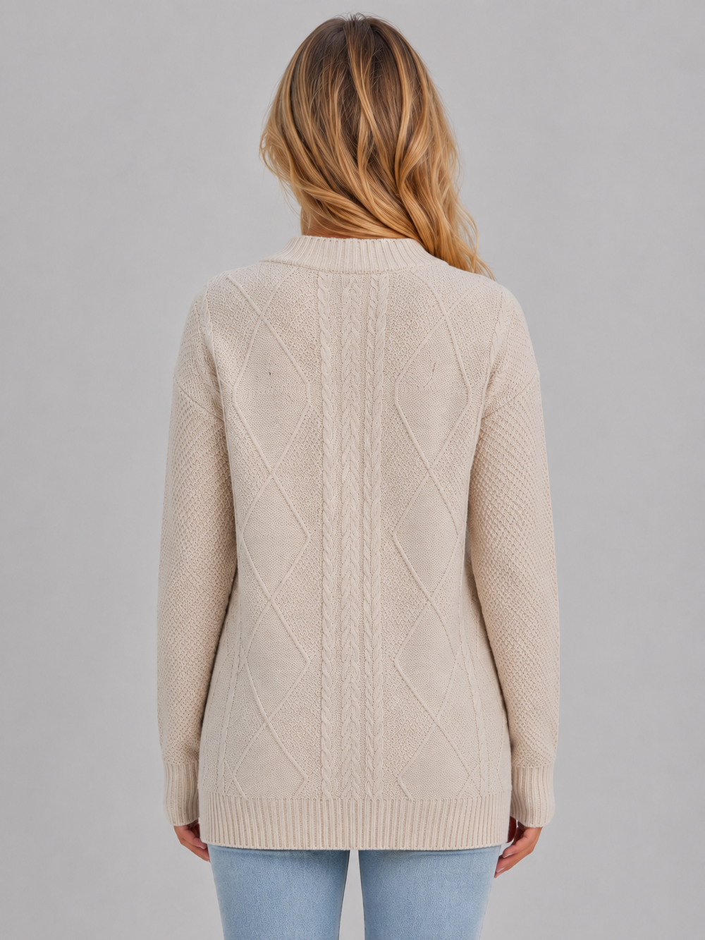 Women's Cable Knit Button Cardigan – Soft V-Neck Knitted Style