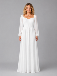 Women's Chiffon Long Sleeve Maxi Dress – Flowing Silhouette