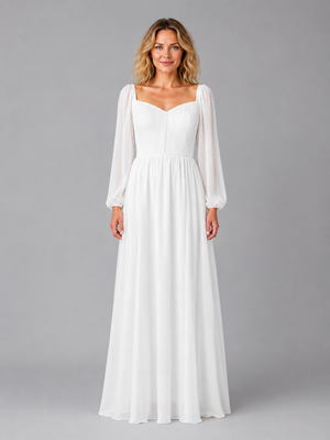 Women's Chiffon Long Sleeve Maxi Dress – Flowing Silhouette