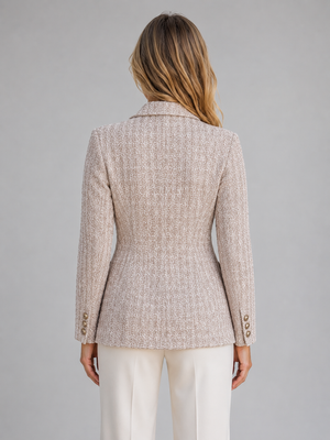 Women's Double Breasted Tweed Blazer – Tailored Smart Jacket